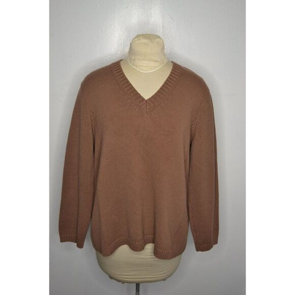 Cabela's Women's XL Brown V-Neck Heavyweight Long Sleeve Cable Knit Sweater - Picture 1 of 11